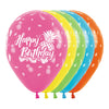 GLOBO LATEX REDONDO INFINITY® HAPPY BIRTHDAY TROPICAL FASHION SURTIDO
