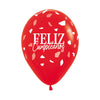 FASHION RED TERRAZO FELIZ CUMPLEAÑOS INFINITY® ROUND LATEX BALLOONS