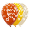GLOBO LATEX REDONDO INFINITY® HAPPY BIRTHDAY CITRUS NARANJA FASHION SURTIDO