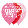 GLOBO LATEX REDONDO INFINITY® FELIZ DIA CORAZONES POP FASHION SURTIDO