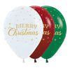 FASHION ASSORTED GOLD WINTER MERRY CHRISTMAS INFINITY® ROUND LATEX BALLOONS