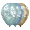 GLOBO LATEX REDONDO INFINITY® FELIZ CUMPLEAÑOS MARBLE ACQUA SILK SURTIDO