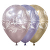GLOBO LATEX REDONDO INFINITY® FELIZ CUMPLEAÑOS MARBLE ROSA SILK SURTIDO