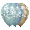 GLOBO LATEX REDONDO INFINITY® HAPPY BIRTHDAY MARBLE ACQUA SILK SURTIDO