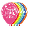 GLOBO LATEX REDONDO INFINITY® HAPPY BIRTHDAY TRIANGLES COLORFUL FASHION SURTIDO