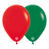 GLOBO LATEX REDONDO FASHION SURTIDO NAVIDAD ROJO Y VERDE SELVA