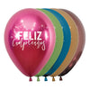 REFLEX ASSORTED VIBRANT FELIZ CUMPLEAÑOS 2-SIDED PRINT ROUND LATEX BALLOONS