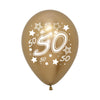 REFLEX GOLD NUMBER 50 2-SIDED PRINT ROUND LATEX BALLOONS