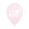 GLOBO LATEX REDONDO 2 CARAS ES UNA NIÑA ESTRELLA PASTEL MATE ROSADO