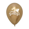 REFLEX GOLD MY BAPTISM DOVE 2-SIDED ROUND LATEX BALLOONS