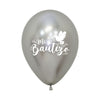 REFLEX SILVER MY BAPTISM DOVE 2-SIDED ROUND LATEX BALLOONS