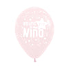 PASTEL MATE PINK STAR IT'S A GIRL INFINITY® ROUND LATEX BALLOONS