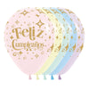 PASTEL MATE ASSORTED FROSTED GOLD DIAMOND FELIZ CUMPLEAÑOS INFINITY® ROUND LATEX BALLOONS