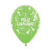 FASHION LIME GREEN PARTY HATS FELIZ CUMPLEAÑOS INFINITY® ROUND LATEX BALLOONS