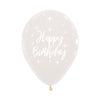 GLOBO LATEX REDONDO INFINITY® HAPPY BIRTHDAY RADIANTE FASHION TRANSPARENTE