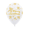 FASHION WHITE GOLD MERRY CHRISTMAS INFINITY® ROUND LATEX BALLOONS