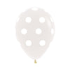 FASHION TRANSPARENT WHITE POLKA DOT INFINITY® ROUND LATEX BALLOONS