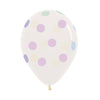 FASHION TRANSPARENT PASTEL POLKA DOT INFINITY® ROUND LATEX BALLOONS