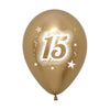 REFLEX GOLD MY 15 YEARS 2-SIDED PRINT ROUND LATEX BALLOONS