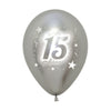 REFLEX SILVER MY QUINCEANERA 2-SIDED ROUND LATEX BALLOONS